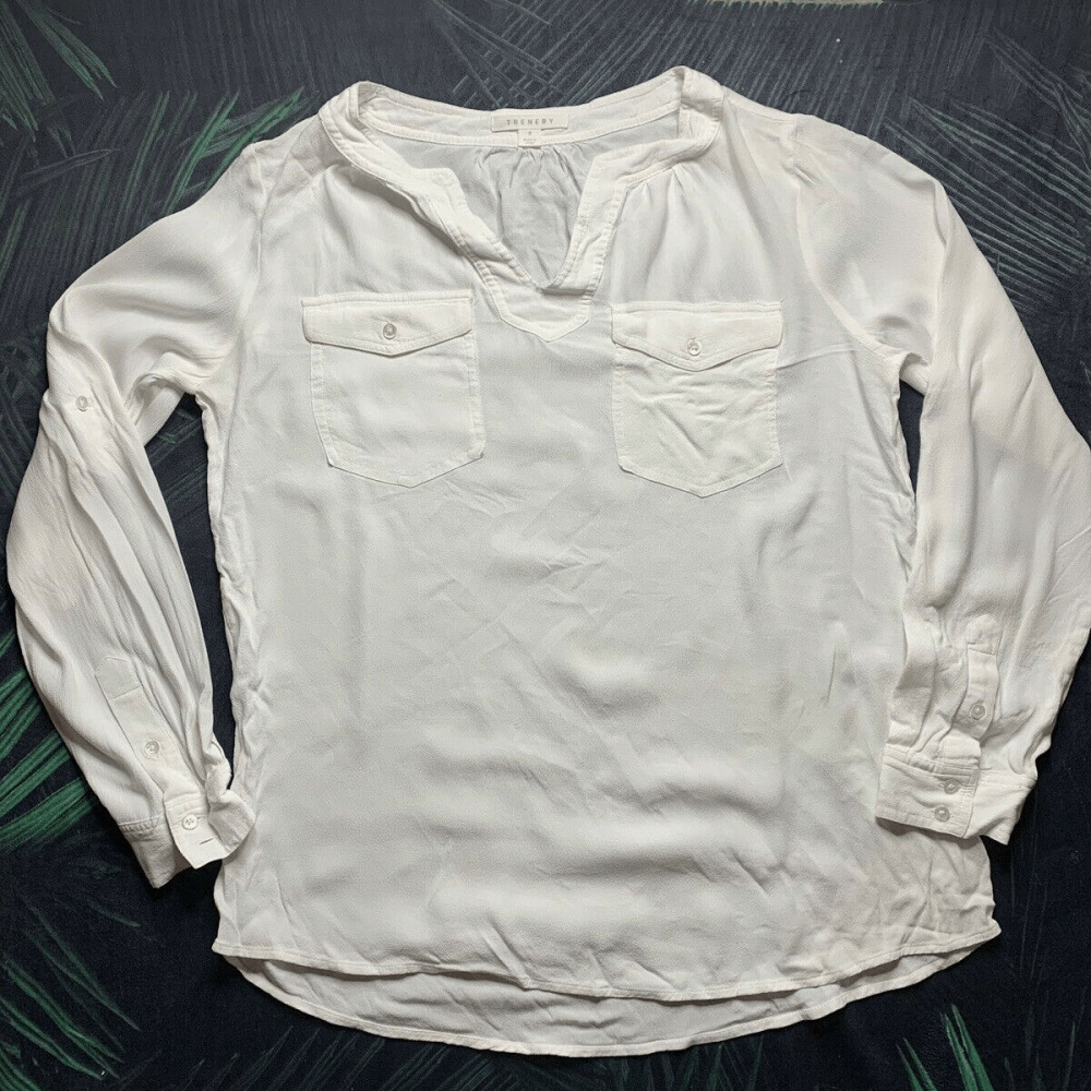 Trenery Double Pocket White Blouse - S